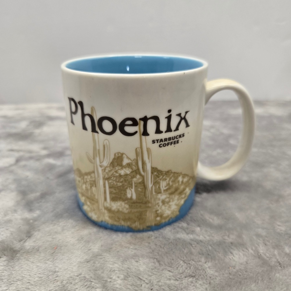 Starbucks Phoenix Mug 2009 Collector Series Global Icon City 16 oz Blue Interior